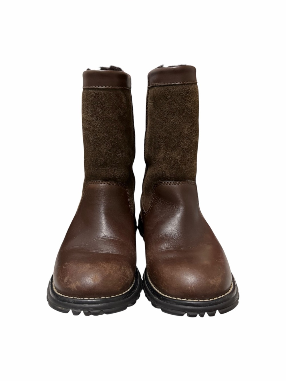Ugg Solid Brown Leather Suede Boots